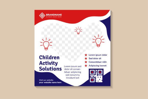 Children Activity Square Banner: Graphics for Social Media Templates