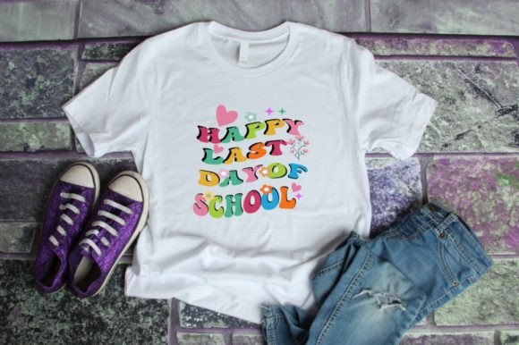Happy Last Day of School Retro Groovy Graphics for T-Shirt Designs