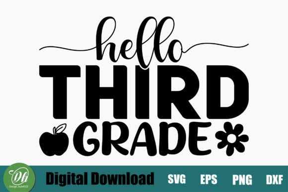 Hello Third Grade SVG Design: Retro Graphics for Crafts