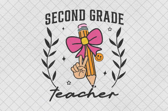 Second Grade Pencil Bow Eacher Coquette Graphics